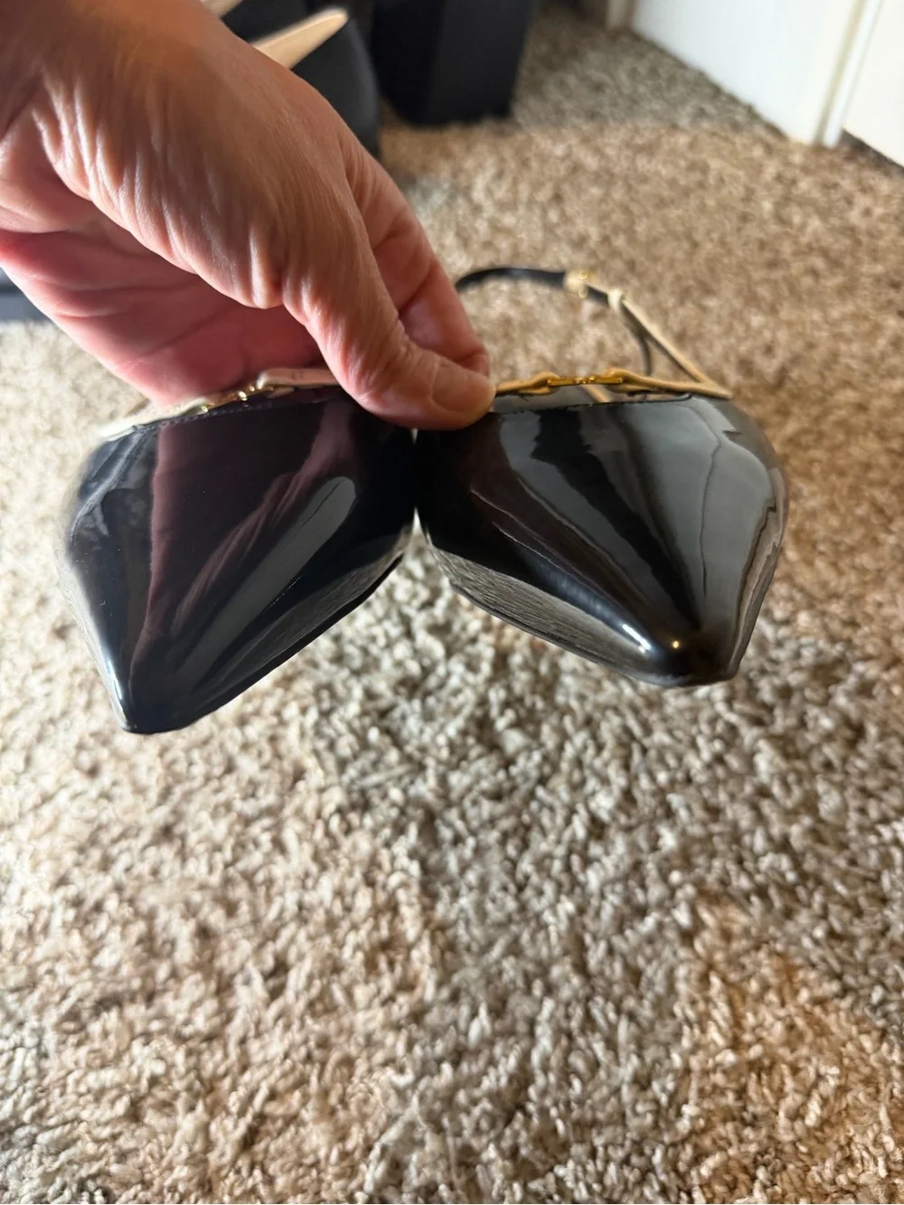 NWOT Sam Edelman Black Patent Slingback Flats with Cream Trim